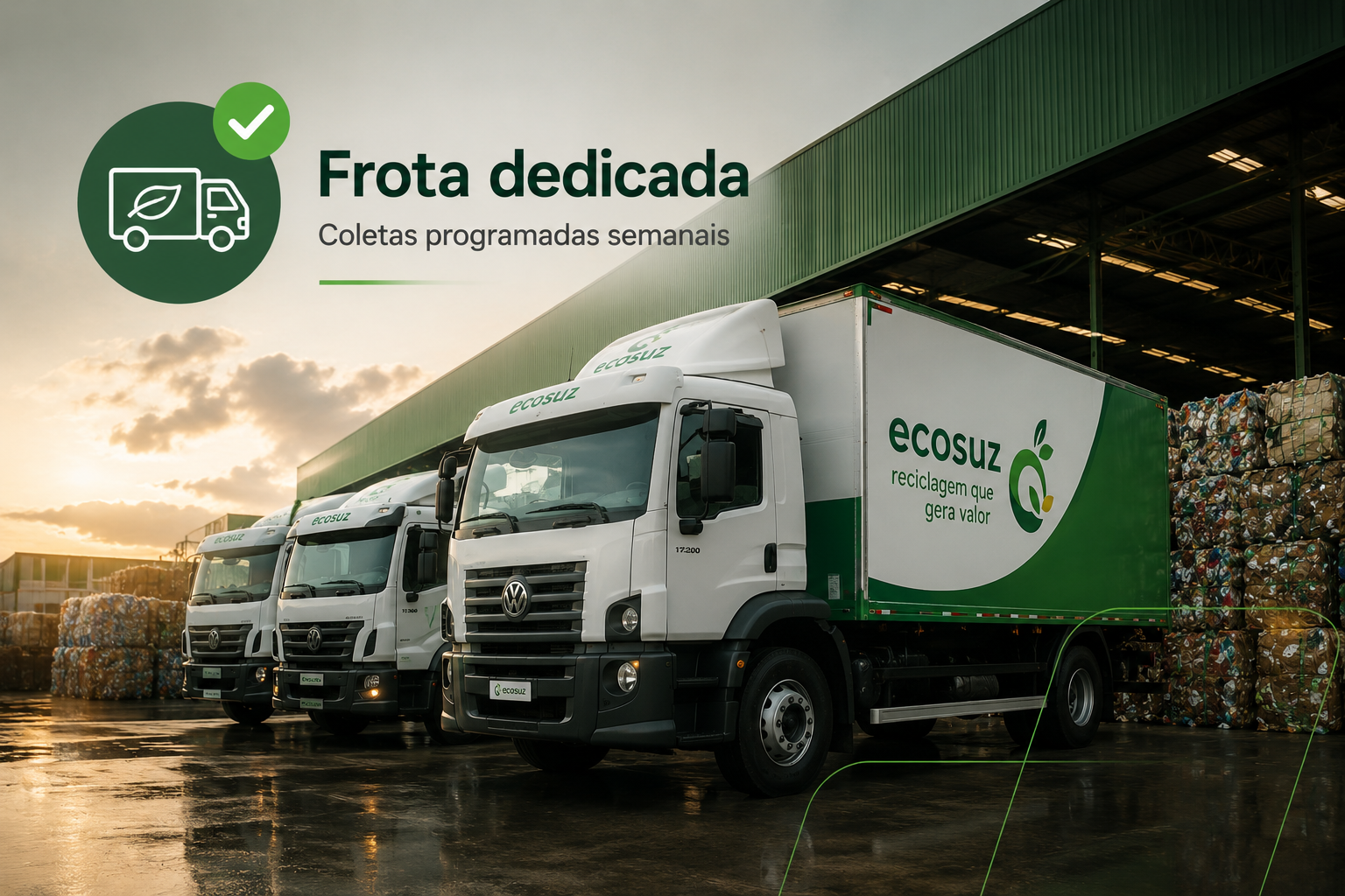 Equipe Ecosuz coletando recicláveis em facility corporativo